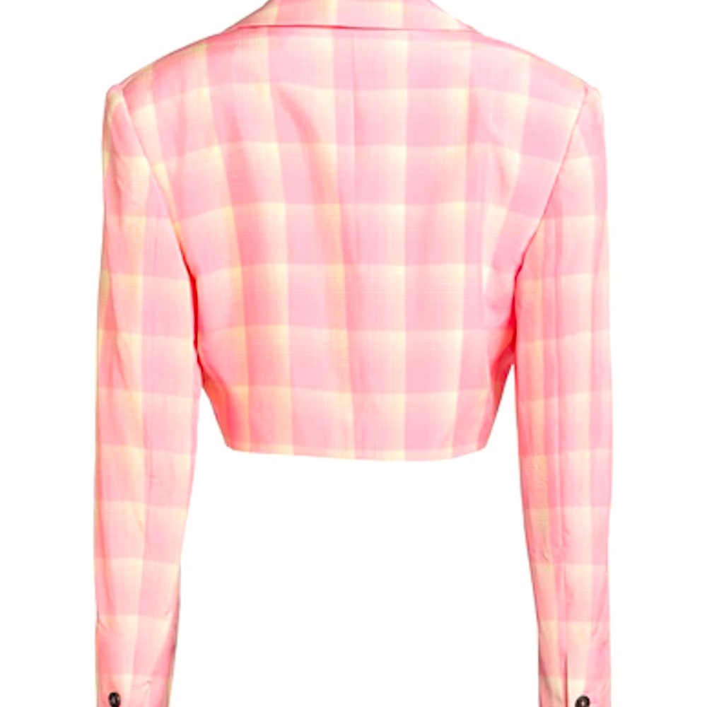 NWT MSGM Milano Pink Checkered Women's Blazer and Shorts Set - Picture 3 of 15